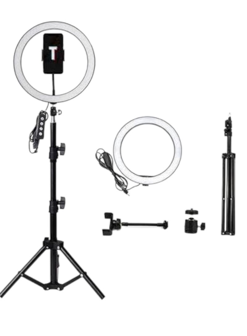 Ring Light Selfie Ring Light 33cm, Dimmable LED Ring Light with 2M Adjustable Metal Tripod Stand & Phone Holder & 3 Light Mode & 5 Brightness Levels, for Live Streaming, Makeup, YouTube, TikTok, Photography - Image 1