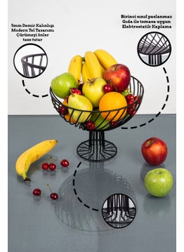 Nazarium Carousel Black Metal Fruit Bowl Presentation Basket Decorative Carousel Look Kitchen Living Room Sitting Room Gold Color Black  - Image 4