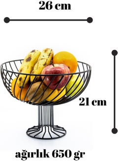 Nazarium Carousel Black Metal Fruit Bowl Presentation Basket Decorative Carousel Look Kitchen Living Room Sitting Room Gold Color Black  - Image 3