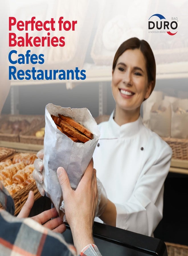 Duro 8# White Paper Bags 100 Count - Bulk White Paper Lunch Bags for Deli, Restaurant Takeout, Grocery & Luminary Disposable SOS Lunch Sacks - 6.12 x 4.12 x 12.43 Inches - Image 4