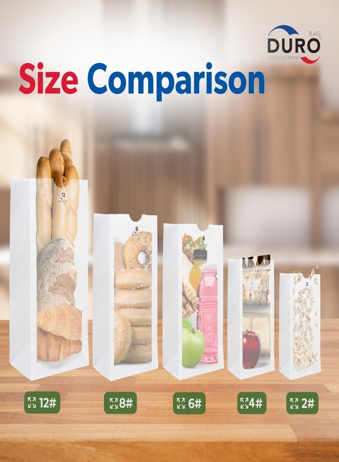 Duro 8# White Paper Bags 100 Count - Bulk White Paper Lunch Bags for Deli, Restaurant Takeout, Grocery & Luminary Disposable SOS Lunch Sacks - 6.12 x 4.12 x 12.43 Inches - Image 5