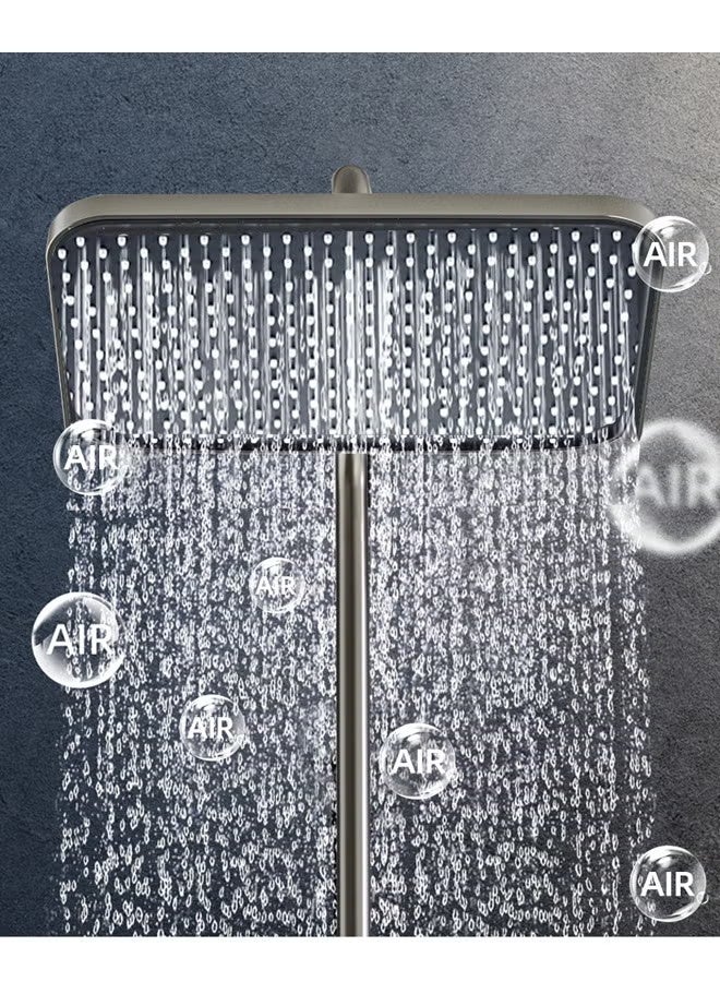 Shower System Thermostatic, 4-Function Piano Key Wall-Mounted Shower Set, with 12" Shower Head, 3 Function Hand Shower, Bath Mixers and Bidet Sprayers Brass Body（Gun Gray） - Image 3