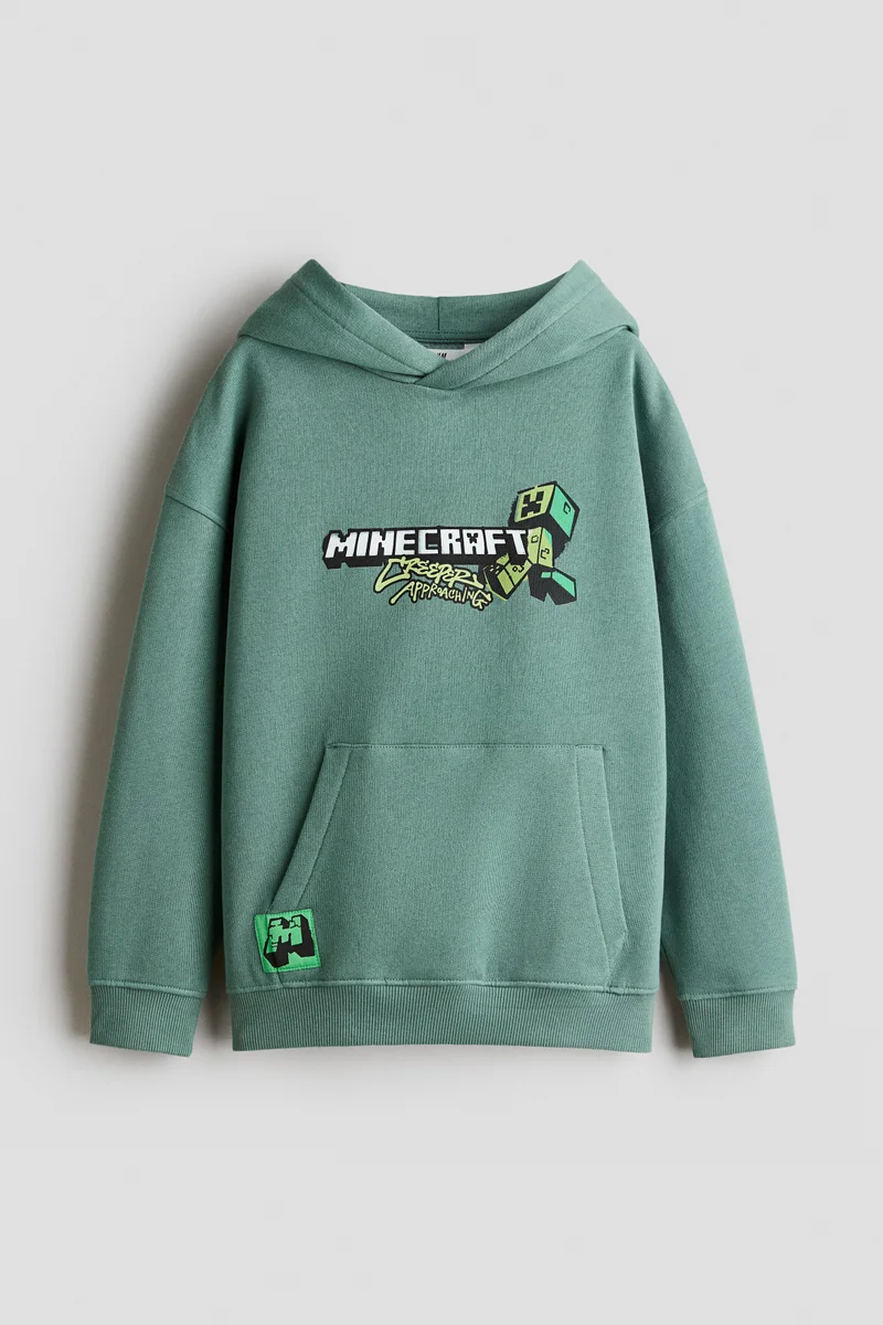 Brushed-inside printed hoodie