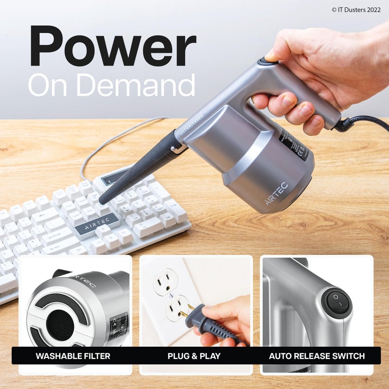 IT Dusters AirTec Ultra Electric Air Duster Blower for PC, Laptop, Console, Electronics and Home Cleaning, Environmental Alternative to Spray air can Duster Keyboard Cleaner (Type 3) - Image 4