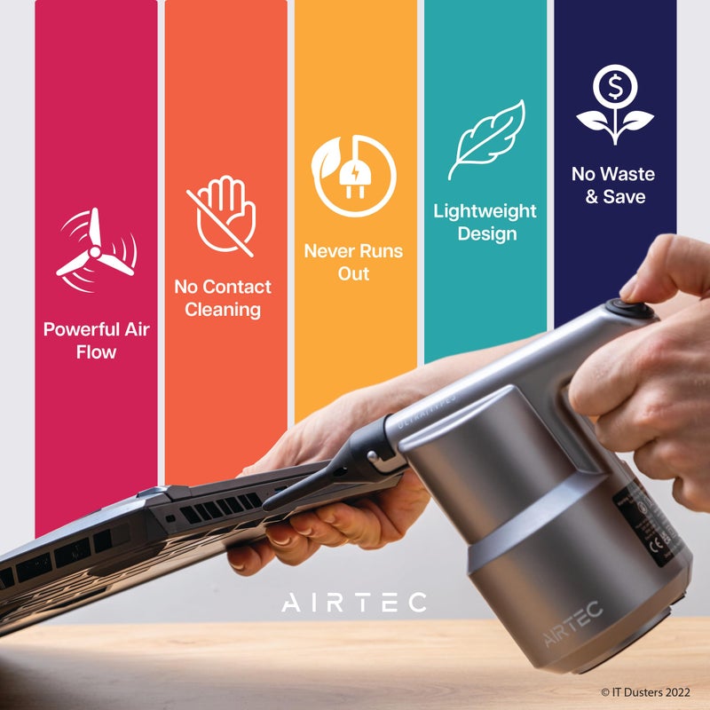 IT Dusters AirTec Ultra Electric Air Duster Blower for PC, Laptop, Console, Electronics and Home Cleaning, Environmental Alternative to Spray air can Duster Keyboard Cleaner (Type 3) - Image 3