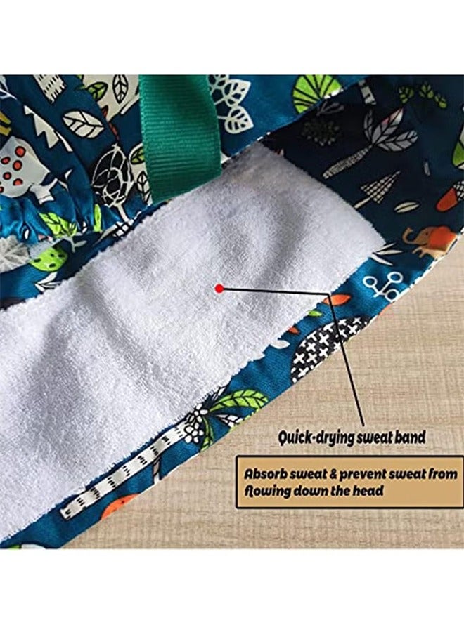 2 Pack Working Cap with ons and Sweatband Adjustable, Cotton Working Hats with Adjustable Ponytail Pack, Head Covers Shower Caps, Sweatband Ribbon Tie Back Hats for Long Hair Women - Image 5