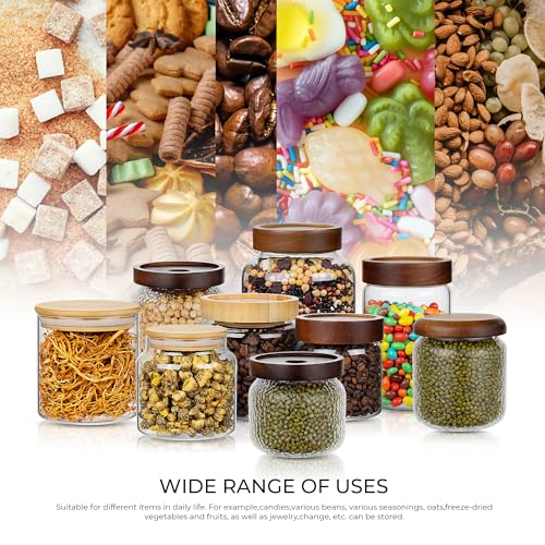 piconesper 1PC Small Glass Storage Jars with Airtight Lids, 18 fl oz (550ml) Cute Clear Glass Storage container with bamboo Lid, Glass Pantry Canister for Beans, Rice, Sugar, Cookie Coffee and etc - Image 5