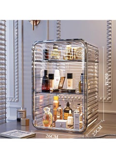 LEDIN Cosmetic storage box, acrylic transparent cosmetic display cabinet, adjustable baffle storage cabinet, suitable for cosmetics, skin care products, decorations, bags (Transparent brown)  - Image 2