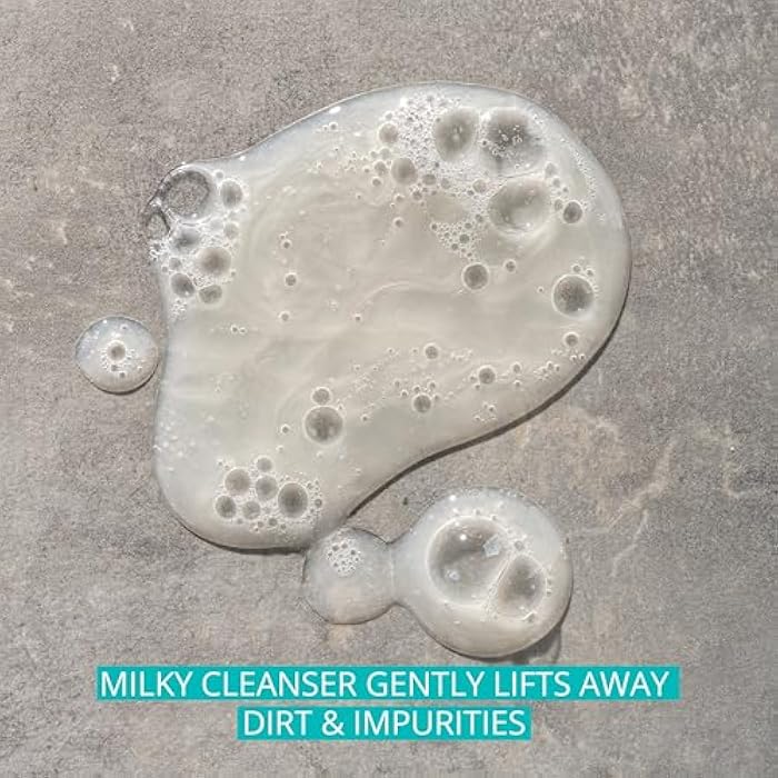 Aveeno Calm + Restore Facial Cleanser for Sensitive Skin, Hydrating Gentle Milky Face Cleanser with Nourishing Oat and Feverfew, Hypoallergenic Formula, Fragrance Free, 7.8 fl oz - Image 4