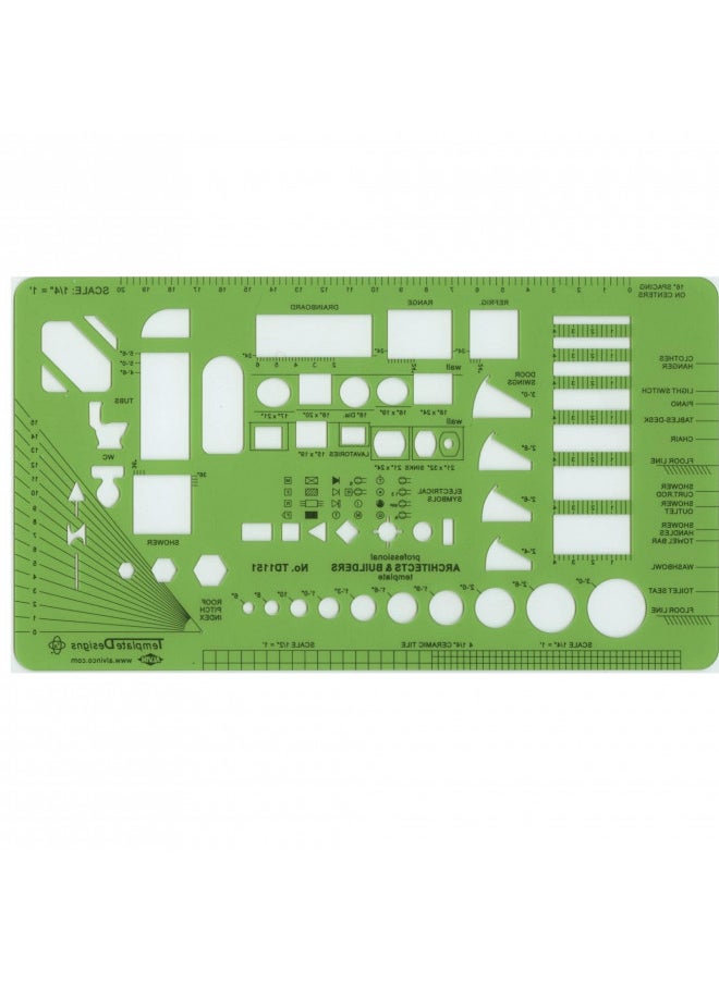 Alvin ALVIN Architects & Builders Template, Drawing Template Stencil, Fixtures Plan Design - 5.25 x 9.25 Inches  - Image 3