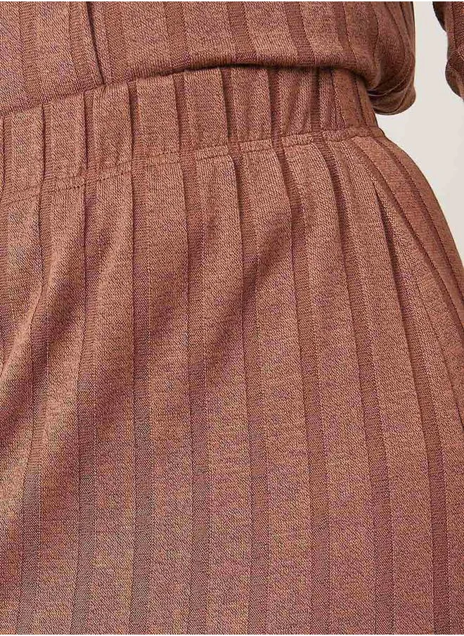 Styli Ribbed Knit High Rise Midi Skirt