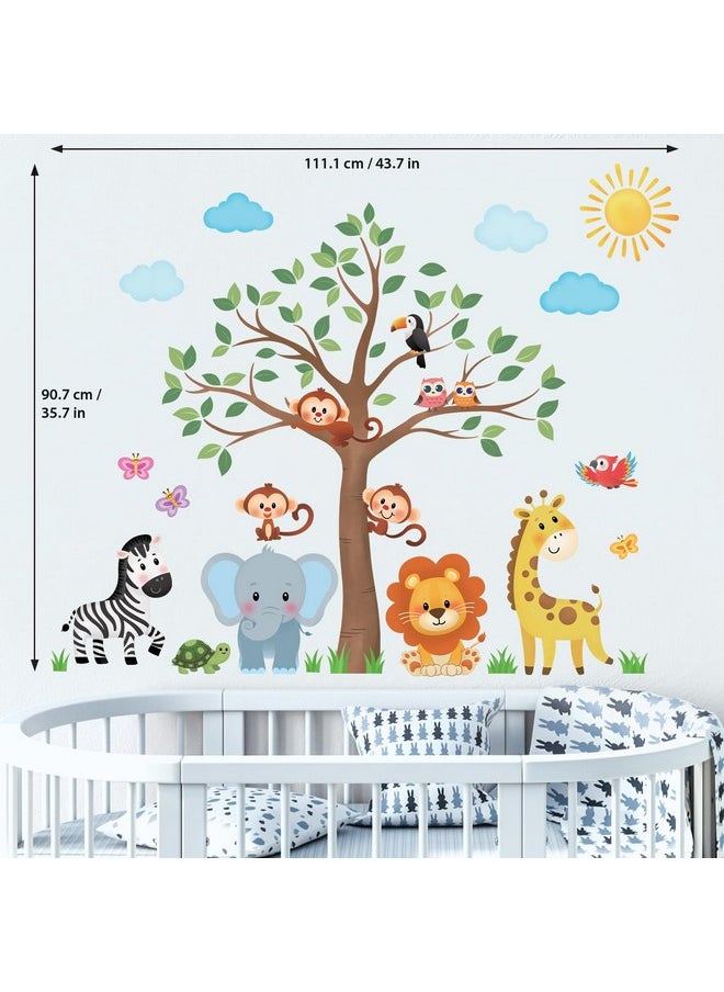 DECOWALL SG2-2323 Jungle Animals Tree Wall Decals Elephant Giraffe Lion Safari Wall Stickers Baby Nursery Kids Bedroom Living Room Wall Decor - pzsku/ZA328FF9B32D4ADA61D65Z/45/_/1737031956/be796e57-e1c7-4149-981e-d98534873c5c