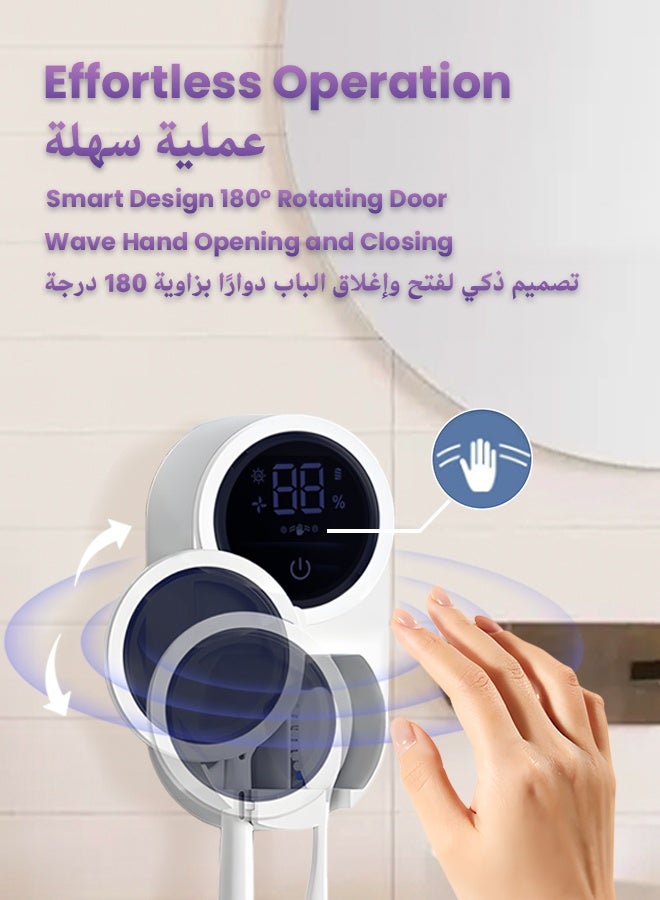 nafas Toothbrush Sanitizer Holder UV Cleaning and Air Drying Wall Mounted Holder, 2 Toothbrush Slots, LED Display Portable Recharegeable Toothbrush Holders for Bathroom, Home, Office and Travel - Image 3