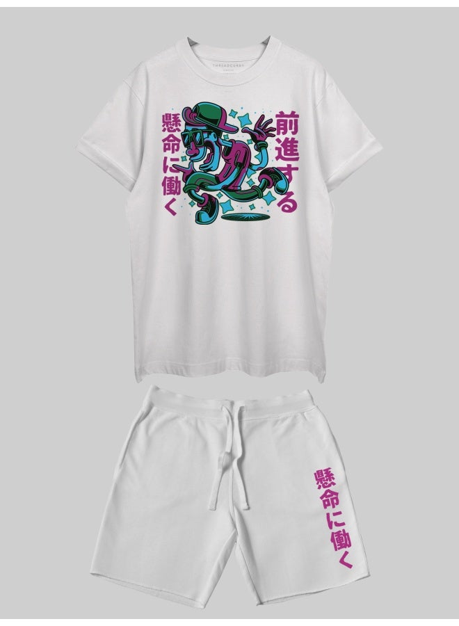 THREADCURRY THREADCURRY Always Ahead Printed Co-ord Set for Men - Half Sleeve Oversized T-Shirt and Shorts  - Image 1