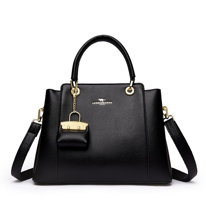 Women's Bucket Handbag with Top Handle and Crossbody Strap - Image 1