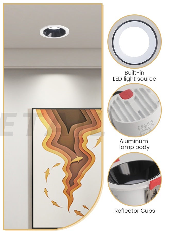 YATAI LIGHTING ضوء سقف LED، مصباح سقف دائري 12 واط، 4500 كلفن أبيض محايد، تحكم بالزر، هيكل أكريليك وألمنيوم، تركيبة سقف عصرية لغرفة النوم، غرفة الطعام، الممر، 2.16 بوصة، أبيض - Image 3