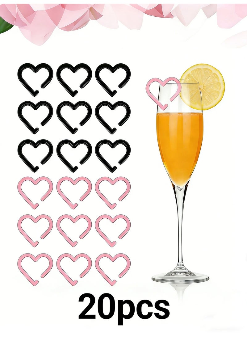 YOLOLAND 20Piece Pink & Black LOVE Drink Tags - Cute Party Cup Tags for Coffee & More - Image 1