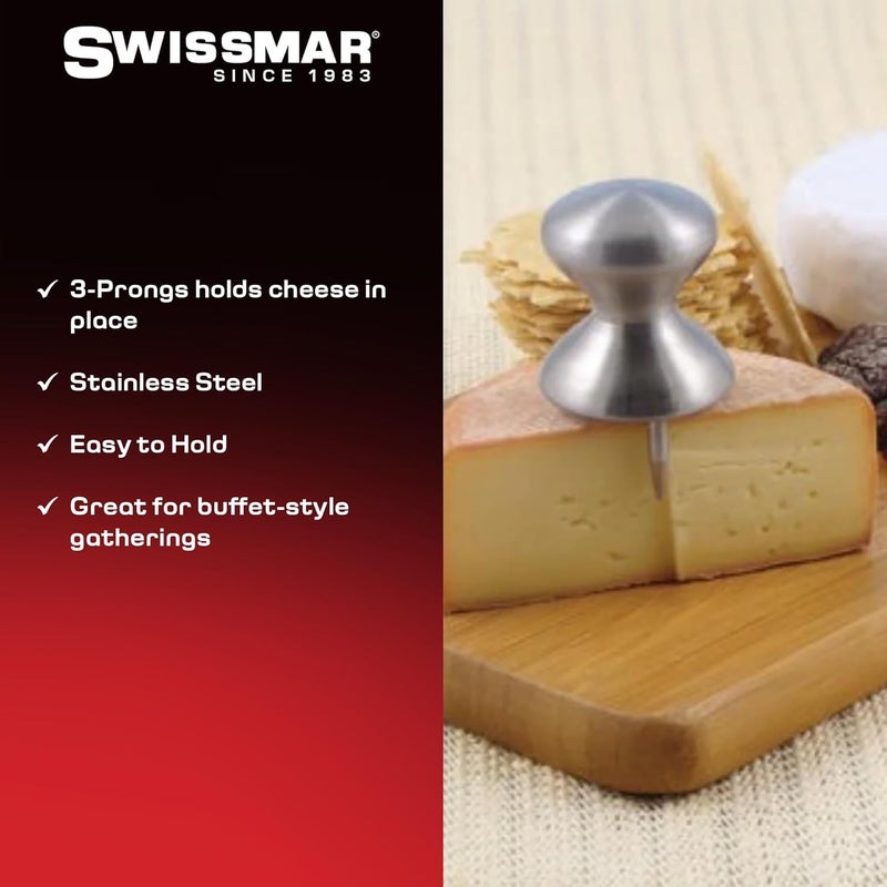 Swissmar Stainless Steel Cheese Holder with 3-Prong Design for Easy Serving - Image 2