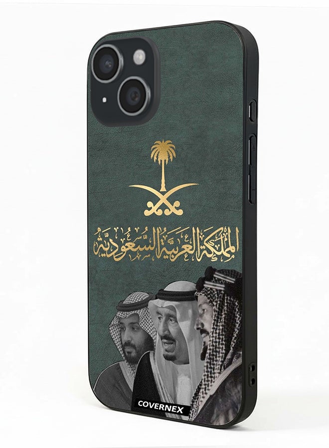 Covernex غطاء حماية آيفون 15 من أبل مزخرف بشعار المؤسسين والقادة مع الشعار السعودي - Image 1