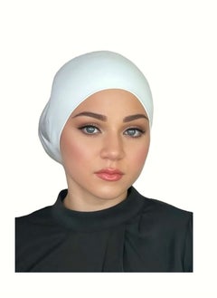 Perfectory PERFECTORY Jersey Bonnet Tube Caps Under Scarf Head Wraps for Women Turban Hat Lightweight and Comfortable-White  - Image 2