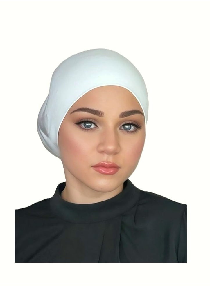 Perfectory - PERFECTORY Jersey Bonnet Tube Caps Under Scarf Head Wraps for Women Turban Hat Lightweight and Comfortable-White - Image 1