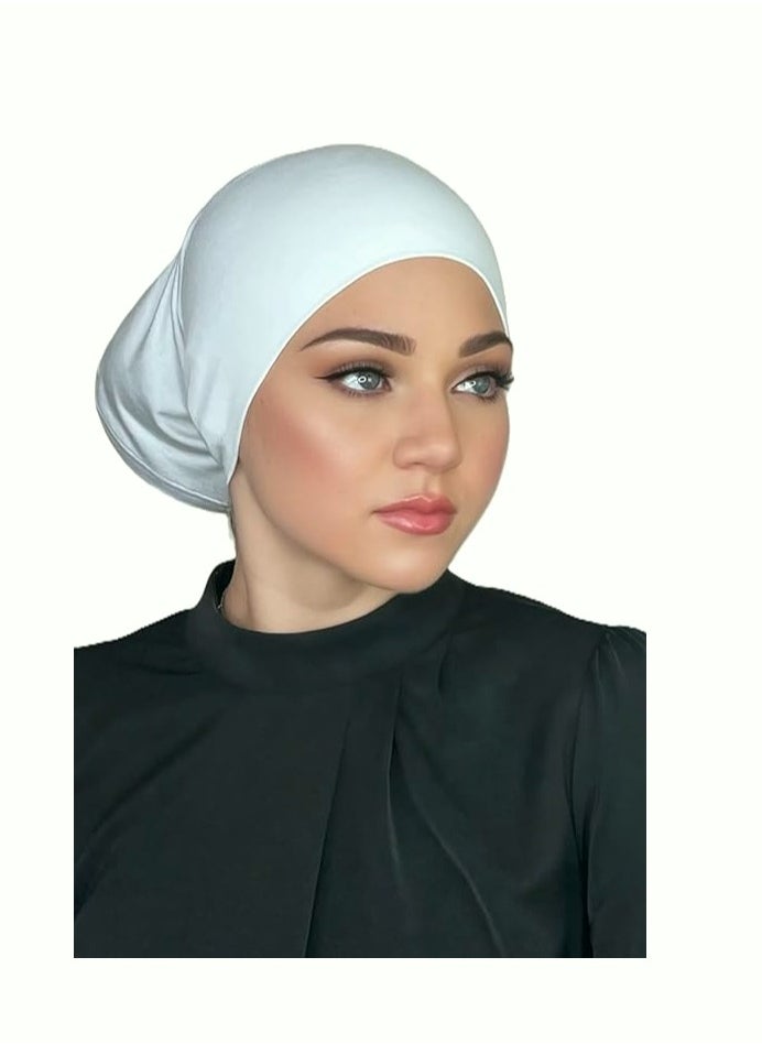 Perfectory - PERFECTORY Jersey Bonnet Tube Caps Under Scarf Head Wraps for Women Turban Hat Lightweight and Comfortable-White - Image 1