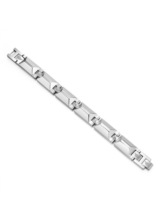 بوليس سوار فضي هندسي بقطع متعددة للرجال - Image 4