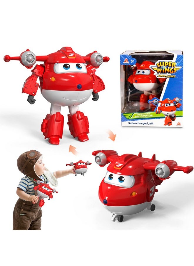 SUPER WINGS - ألعاب طائرة جيت المتحولة مقاس 5 بوصات، طائرة إلى روبوت، الموسم الرابع، ألعاب المتحولون، هدايا للأطفال بعمر 3 سنوات فما فوق، ألعاب طائرة مركبة للأطفال في سن ما قبل المدرسة - Image 1