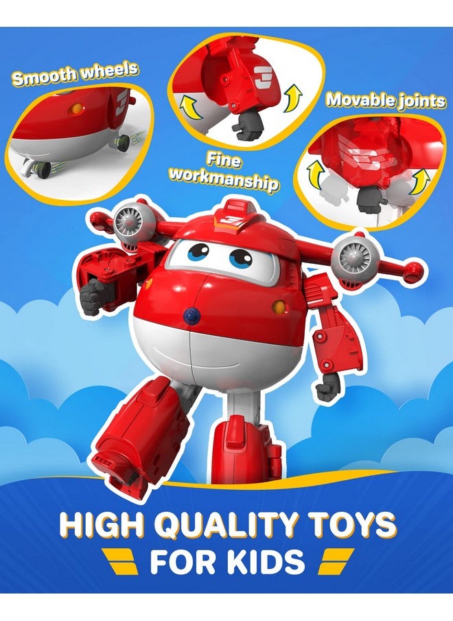 SUPER WINGS - ألعاب طائرة جيت المتحولة مقاس 5 بوصات، طائرة إلى روبوت، الموسم الرابع، ألعاب المتحولون، هدايا للأطفال بعمر 3 سنوات فما فوق، ألعاب طائرة مركبة للأطفال في سن ما قبل المدرسة - Image 1