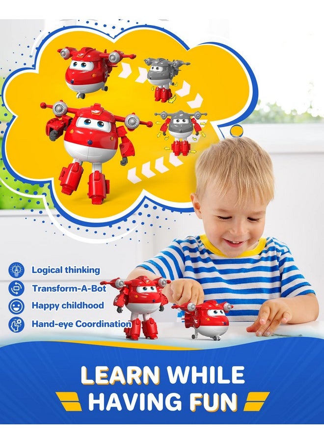 SUPER WINGS - ألعاب طائرة جيت المتحولة مقاس 5 بوصات، طائرة إلى روبوت، الموسم الرابع، ألعاب المتحولون، هدايا للأطفال بعمر 3 سنوات فما فوق، ألعاب طائرة مركبة للأطفال في سن ما قبل المدرسة - Image 1