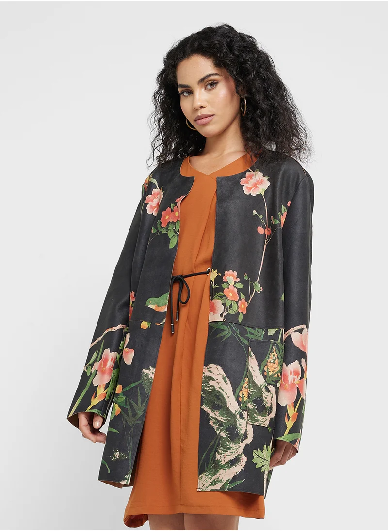 ELLA Floral Print Pocket Jacket