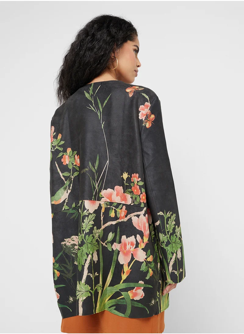 ELLA Floral Print Pocket Jacket