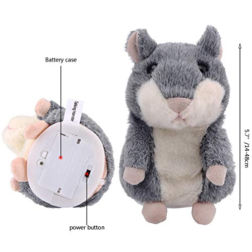 Qwifyu Talking Hamster Interactive Stuffed Plush Animal Talking Toy Cute Sound Effects with Repeats Your Said Voice Best Buddy for Kids Gift Age 3 Gray - Image 5