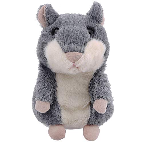 Qwifyu Talking Hamster Interactive Stuffed Plush Animal Talking Toy Cute Sound Effects with Repeats Your Said Voice Best Buddy for Kids Gift Age 3 Gray - Image 1