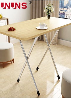 UNUNS Folding Table,Folding TV Table,TV Tray,Dinner Tray,Dinner Folding Table for Small Space Eating,Dinner Foldable Side Desk with Wooden Top and Metal Frame  - Image 2