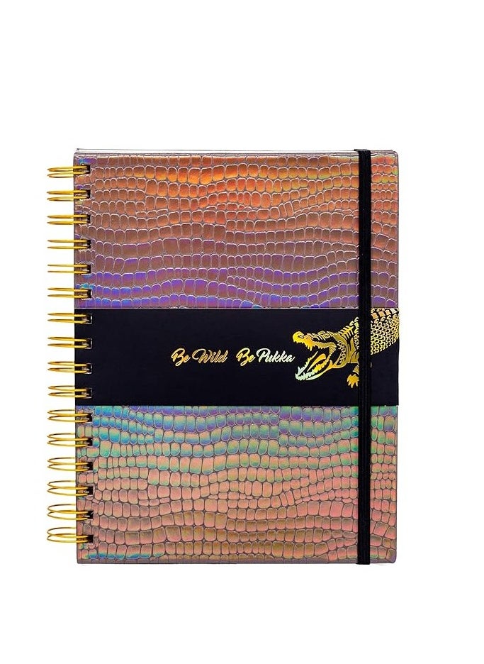 Pukka Pad - Pukka Pad, Wild A5 Project Book - 21 x 14.8cm Notebook with Dividers and Elastic Band Closure - Crocodile - Image 1