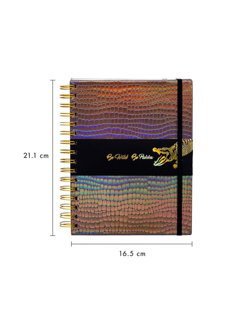 Pukka Pad - Pukka Pad, Wild A5 Project Book - 21 x 14.8cm Notebook with Dividers and Elastic Band Closure - Crocodile - Image 1