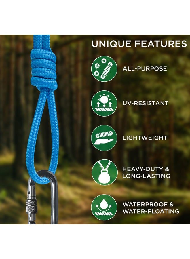 TECEUM Rope – 90 Feet x 1/4 Inch (7mm) – Strong All-Purpose Utility Rope – Camping, Crafting, Flag Pole, Indoor & Outdoor – Polypropylene Nylon Poly Lightweight Diamond Braided Cord – Sky Blue - Image 4