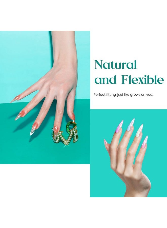beetles Gel Polish Beetles Stiletto Nail Tips-500Pcs Medium Clear Stiletto Nail Tips, Pre Shaped Clear Full Cover False Nails for Gel Polish Art Soak Off Lamp Easy Nail Extensions Acrylic False Nail Tips  - Image 4