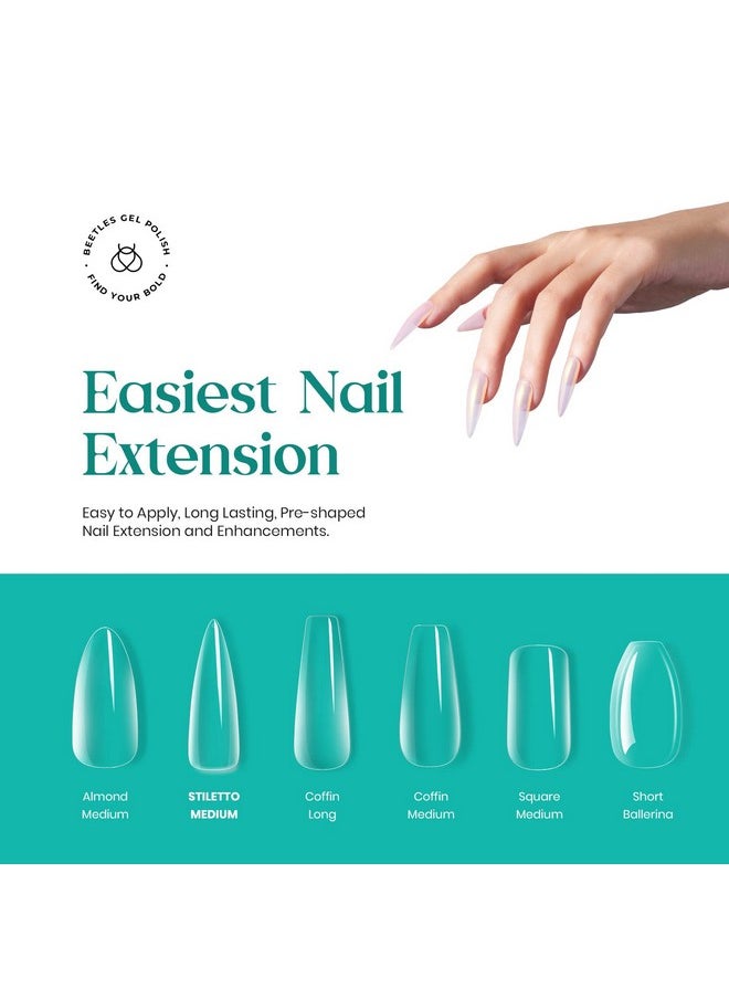 beetles Gel Polish Beetles Stiletto Nail Tips-500Pcs Medium Clear Stiletto Nail Tips, Pre Shaped Clear Full Cover False Nails for Gel Polish Art Soak Off Lamp Easy Nail Extensions Acrylic False Nail Tips  - Image 2