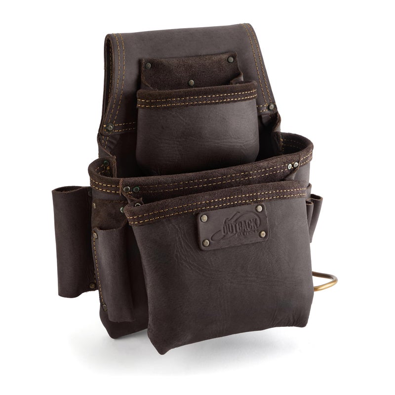 OX Tools Pro Oil Tanned Leather RightHanded Fastener Tool Bag with Hammer Loop Double Stitched Tool Pouch with Large Belt Tunnel for 2 to 3 Inch Leather Tool Belts OXP263503RH