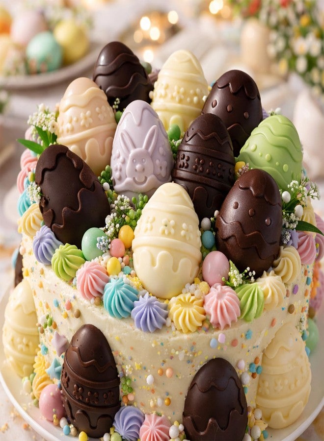 LLPMutu 2PCS Easter Eggs Silicone Mold Half Egg Mold 3D Easter Egg Molds Chocolate Mold Easter chocolate egg mold Breakable easter egg moldEaster Egg Candy Silicone Mold for Cake Chocolate Jelly Soap Wax - Image 3