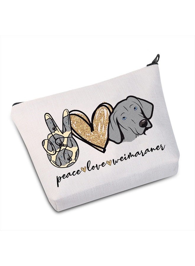 LEVLO Weimaraner Dog Make Up Bag Weimaraner Mom Gift Peace Love Weimaraner Make Up Zipper Pouch Bag For Dog Lover (Peace Weimaraner) - Image 1