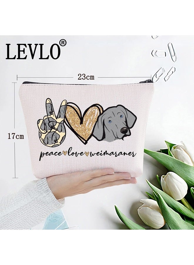 LEVLO Weimaraner Dog Make Up Bag Weimaraner Mom Gift Peace Love Weimaraner Make Up Zipper Pouch Bag For Dog Lover (Peace Weimaraner) - Image 2