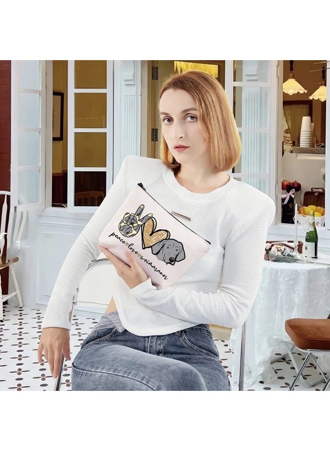 LEVLO Weimaraner Dog Make Up Bag Weimaraner Mom Gift Peace Love Weimaraner Make Up Zipper Pouch Bag For Dog Lover (Peace Weimaraner) - Image 5