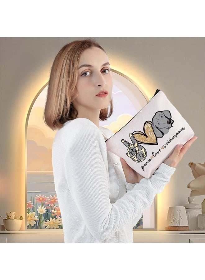 LEVLO Weimaraner Dog Make Up Bag Weimaraner Mom Gift Peace Love Weimaraner Make Up Zipper Pouch Bag For Dog Lover (Peace Weimaraner) - Image 4