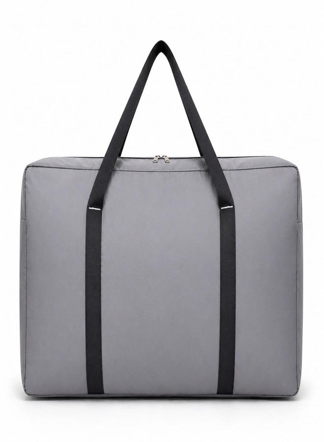 OSSUM Foldable Large Storage Duffle Bag | Heavy Duty Clothes Organizer Bag with Zipper & Handles | Space Saving Travel & Moving Bag | Waterproof, Lightweight, (Grey) (Capacity-25kg) - Image 2
