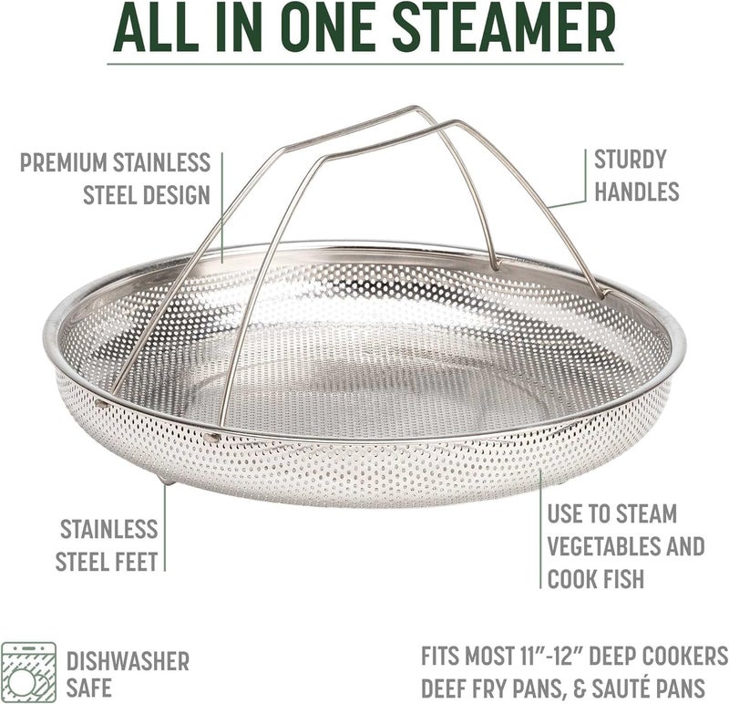 OLAFUR AllInOne Pan Steamer Basket Premium Stainless Steel Construction Dishwasher Safe Perfect for Steaming Vegetables Full Handle for Easy Use idli maker steel steamer momos maker idli maker aluminium - Image 2