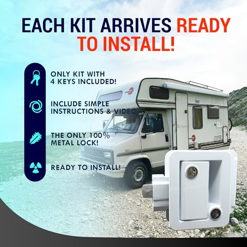 LATCH.IT White RV Door Lock Replacement | Premium RV Door Handle & Camper Latch with 4 Keys | Trusted Trailer Lock for Travel Camper | Fits 2.75"x3.75" Holes | Travel Trailer Locks Replacement - Image 5