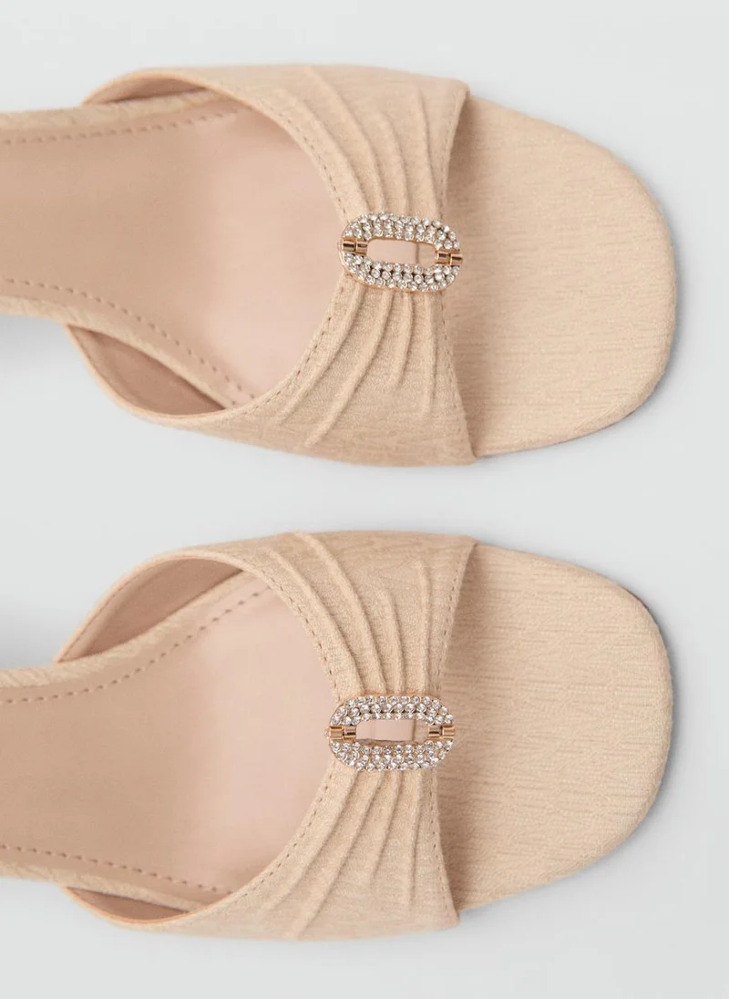 MANGO Shiny Detail Slingback Heeled Sandals